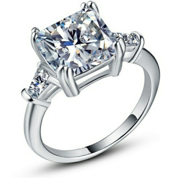 Diamond Asscher 925 Sterling Silver Ring - Picture 4 of 7